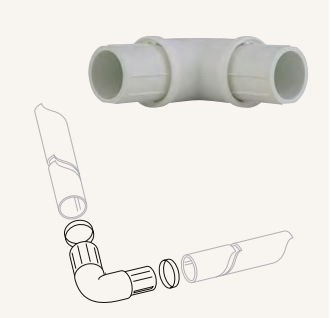 90 Degree, 2-Way Tube Connector - Beige