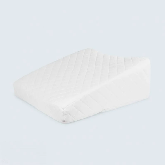 Contoured White Quilted Bed Wedge